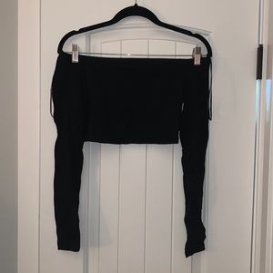 Size small black off the shoulder long sleeve crop top.